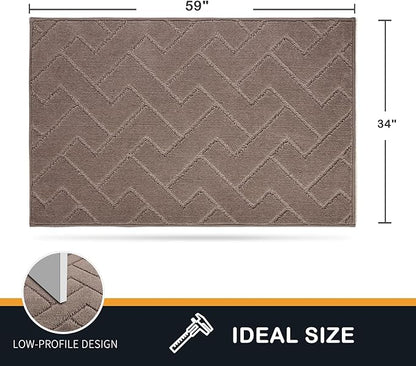 PURRUGS Dirt Trapping Door Mat 34" x 59", Non-Slip Machine Washable Entry Rug, Shoe Scraper, Dog Doormat, Super Absorbent Welcome Mat for Front & Back Door, Muddy Wet Shoes & Paws, Grayish Brown