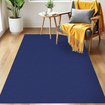 IOHOUZE Washable Area Rug 3x5 Non Slip Woven Rugs for Entryway Rugs Indoor Outdoor Doormat Throw Rug Floor Carpet for Entrance Kitchen Living Room, Royal Blue/Navy