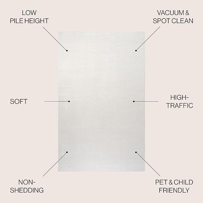 JONATHAN Y Haze Solid Low-Pile Cream 7x7 Square Indoor Area Rug, Coastal,Bohemian,Minimalist,Classic, Easy-Cleaning for Living Room,Bedroom,Kitchen,Pet Friendly,Non-Shedding (SEU100T-7SQ)