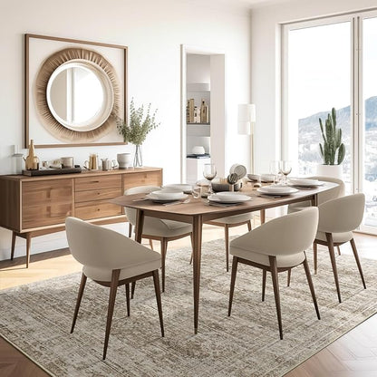 Area Rug 10x12 Vintage Washable Living Room Large Carpet Non Slip Bedroom Indoor Office Dining Room Low Pile Thin Rug Brown