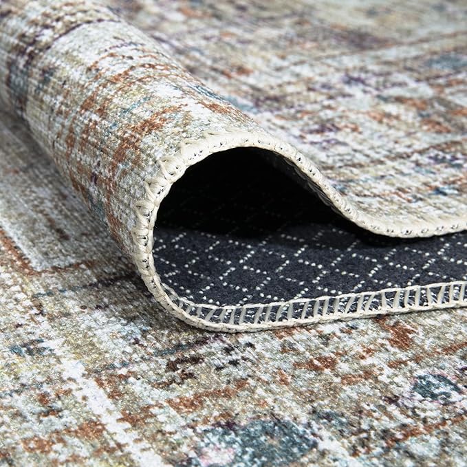 Bloom Rugs Washable Non-Slip 5' x 7' Rug - Peach/Beige Traditional Area Rug for Living Room, Bedroom, Dining Room, and Kitchen - Exact Size: 5' x 7'