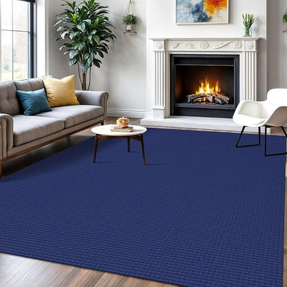 IOHOUZE Washable Area Rug 6x9 Non Slip Rugs for Living Room, Dining Room Rugs Bedroom Rug, Woven Braided Indoor Floor Carpet for Living Room Nursery Office, Royal Blue/Navy