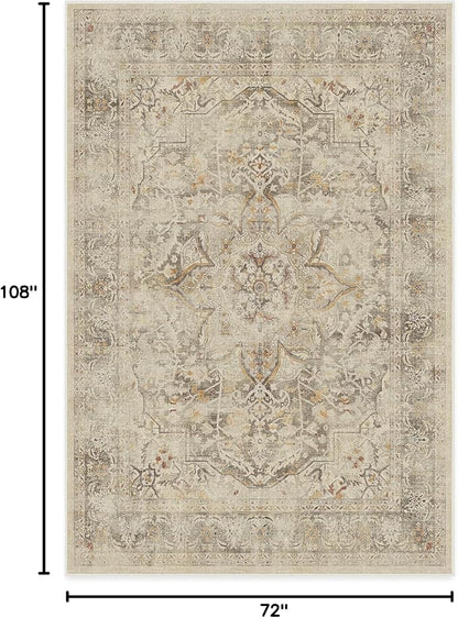 RUGGABLE Washable Vintage Area Rug – Sarrah Hazel 6x9, Stain-Resistant, Non-Slip – Medium Machine Washable Rugs for Living Room, Bedroom, Hallway, Entryway & Office–with Cushioned Pad