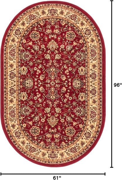 Unique Loom Sialk Hill Collection Area Rug - Washington (5' x 8' Oval Burgundy/Cream)