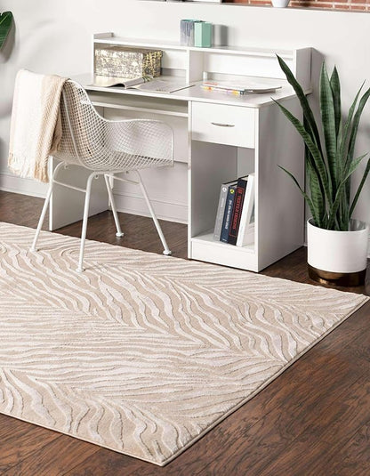 Unique Loom Finsbury Collection Area Rug - Meghan (5' 3" x 8' Rectangle, Ivory Beige)