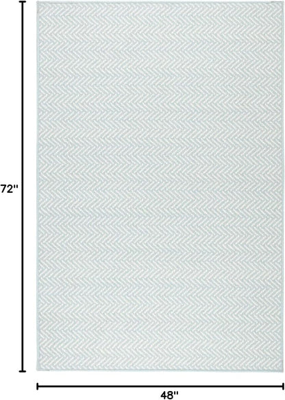 Dash and Albert Herringbone Machine Washable Area Rug - 4' x 6' Swedish Blue - Geometric Accent Rug - Anti-Slip Backing, Lightweight, Machine Washable, High Traffic Areas Kitchen, Mudroom, Entryway