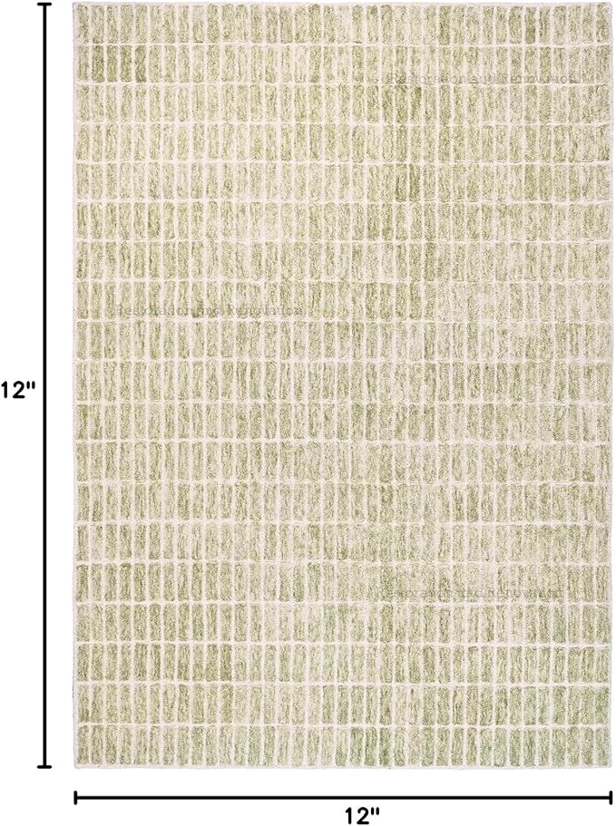 Hand-Tufted 100% Wool Area Rug – Unique Modern Geometric Grid Pattern, Soft Plush Textured Carpet for Living Room, Bedroom, Dining Room & Entryway (Light Green, 8' x 12')