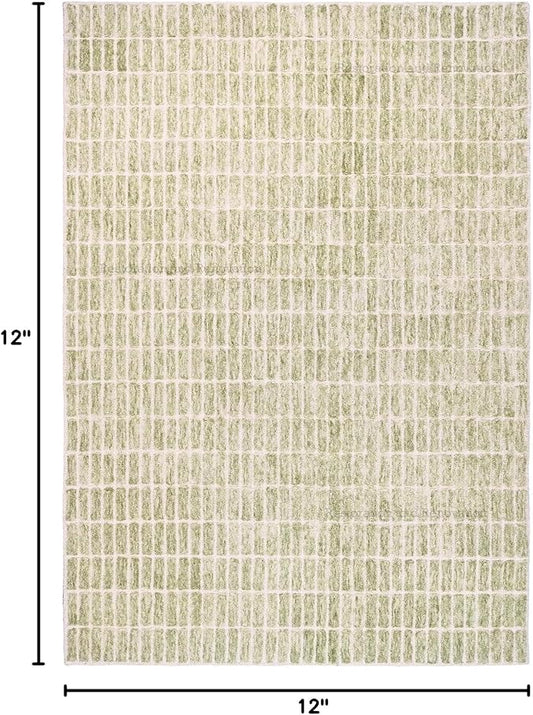 Hand-Tufted 100% Wool Area Rug – Unique Modern Geometric Grid Pattern, Soft Plush Textured Carpet for Living Room, Bedroom, Dining Room & Entryway (Light Green, 2.6' x 12')