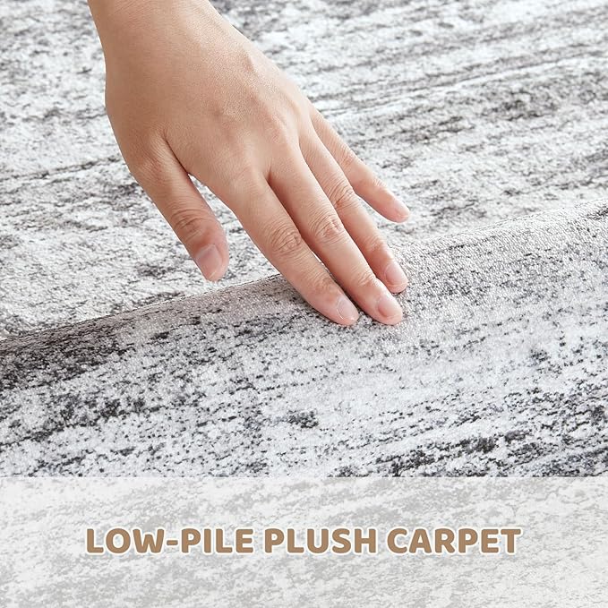 6x9 Area Rug Living Room Rugs - Washable Neutral Modern Abstract Soft Thin Rug Indoor Floor No Slip Rug Carpet for Bedroom Under Dining Table Home Office Decor - Light Gray