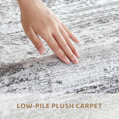 6x9 Area Rug Living Room Rugs - Washable Neutral Modern Abstract Soft Thin Rug Indoor Floor No Slip Rug Carpet for Bedroom Under Dining Table Home Office Decor - Light Gray