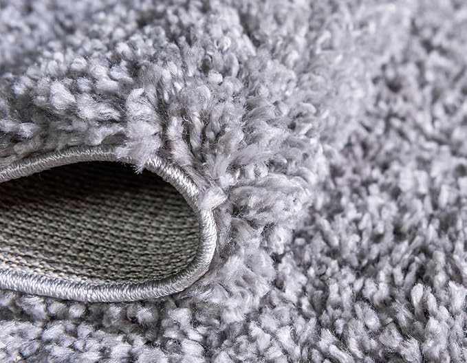 Unique Loom Davos Shag Collection Area Rug - Solid (3' 3" Square, Sterling)