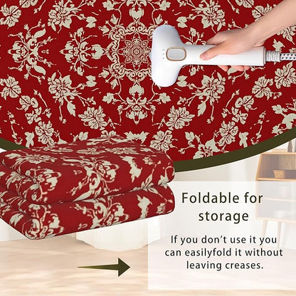 Red Flower Carpet for Living Room, 3x5 Non-Slip Washable Low Pile Abstract Design Rug, Space Saving Area Rug for Bedroom, Dining Room