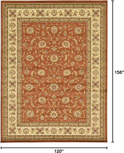 Unique Loom Voyage Collection Traditional Oriental Classic Intricate Design Area Rug (10' 0 x 13' 0 Rectangular, Terracotta/Ivory)