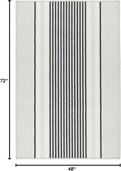Dash & Albert Gunner Stripe Machine Washable Rug, 4 X 6 Feet, Grey Stripe Pattern