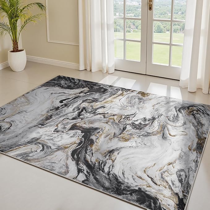 3x5 Washable Area Rugs for Living Room, Modern Abstract Rug Entryway Kitchen Non Slip Throw Rug, Stain Resistant Carpet for Dining Room Playroom Bedroom, Pet & Kids Friendly