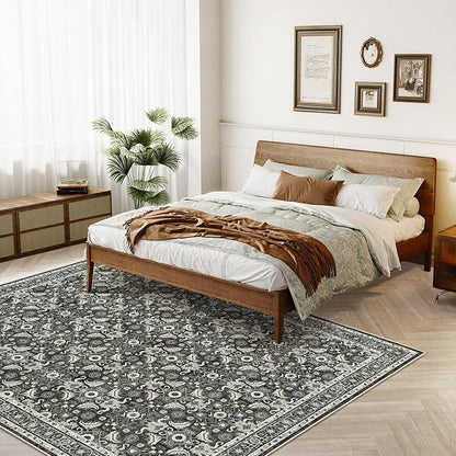 WITSHOCK Living Room Area Rugs 8x10: Soft Non-Slip Backing Washable Rugs Vintage Large Carpet for Bedroom Office Dining Room Kitchen Stain Resistant Home Decor Rug
