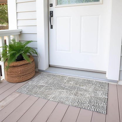 Addison Rugs Chantille ACN591 Ivory 1'8" x 2'6" Indoor Outdoor Area Rug, Easy Clean, Machine Washable, Non Shedding, Bedroom, Living Room, Dining Room, Kitchen, Patio Rug
