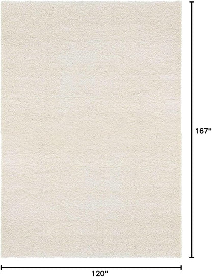 Unique Loom Solid Shag Collection Area Rug (10' x 13' 11" Rectangle, Snow White)
