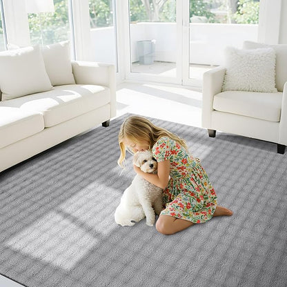 CAMILSON Modern Gray Non Slip Rug 3x5 Ultra Soft High Pile Area Rugs Non Skid Rubber Backing Durable & Easy to Clean Carpet for Living Room Bedroom Kids Room Indoor Use (3 x 5 Gray)