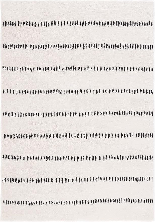 SAFAVIEH Melody Collection Area Rug - 5'3" x 7'6", Ivory & Black, Stripe Design, Non-Shedding & Easy Care, Ideal for High Traffic Areas in Living Room, Bedroom (MEL114A)