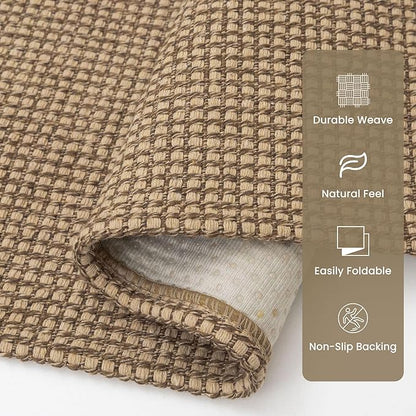 Braided Runner Rug 3x10 Ft Washable Runners for Hallways Non Slip Kitchen Runner Rug Cotton Long Entryway Runner Indoor, Woven Carpet for Hall Kitchen Entryway, Orange/Tan/Brown