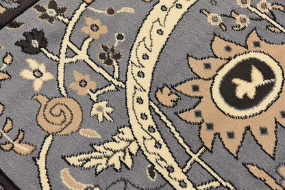 Unique Loom Espahan Collection Area Rug - Cape Cod (7' 10" Square, Dark Gray/ Black)