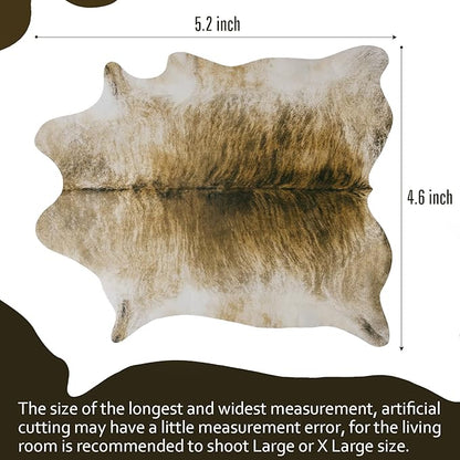 AROGAN Western Decor Faux Fur Cowhide Rug, 3.6 x 2.3 Feet Premium Animal Skin Cow Hide Rug, Sturdy Cow Print Rugs for Wall Decor, Western Floor Carpet for Bedroom Living Room, Brownish