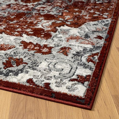 LUXE WEAVERS Moroccan Red 8x10 Medallion Area Rug for Living Rooms