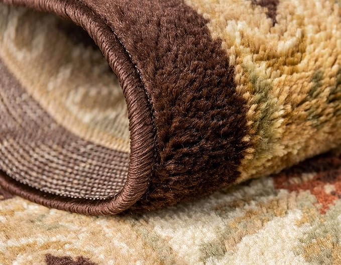 Unique Loom Versailles Collection Traditional Classic Floral Motif Area Rug (7' 0 x 10' 0 Rectangular, Brown/ Ivory)