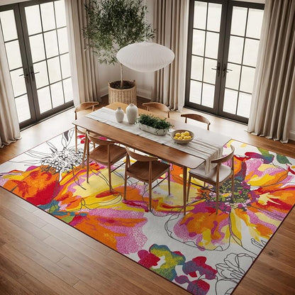 Rugshop Modern Bright Flowers Non-Slip (Non-Skid) Area Rug 8 x 10 (7' 10" x 10') Multi