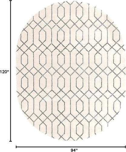 Unique Loom Marilyn Monroe Glam Collection Area Rug - Trellis (7' 10' x 10' Oval, White Silver/ Silver)