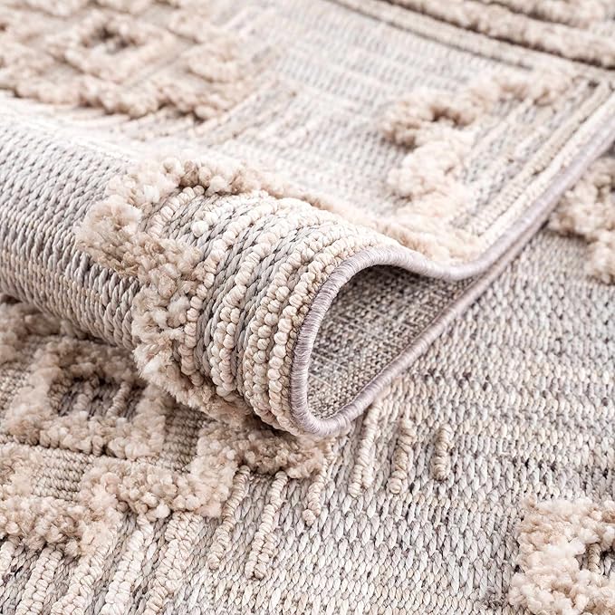 Hauteloom Ampusungan Living Room, Bedroom Area Rug - Farmhouse - Charcoal,Cream,Peach - 8'10" x 12'