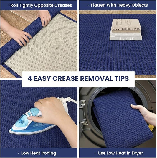 IOHOUZE Small Area Rug 2x3 Washable Woven Rugs for Entryway Non Slip Rubber Backed Front Door Rugs Indoor Doormat Throw Rug Floor Carpet for Entrance Kitchen, Royal Blue/Navy