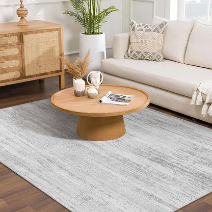 MUJOO Washable Rug 4x6.5,Small Area Rugs for Bedroom Living Room Office Playroom,Modern Abstract Non Slip Carpet,Indoor Throw Carpet,Low Pile Accent Neutral Grey