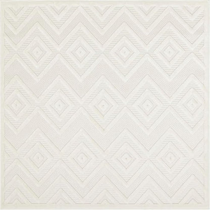 Nourison Home Versatile Ivory White 5' x Square Area Rug - Easy Clean, Non Shedding, Bed Room, Living Room, Dining Room, Kitchen (5' x Square)