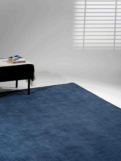 Rugsotic Carpets Hand Knotted Gabbeh Wool 5'x8' Area Rug Solid Blue L00111