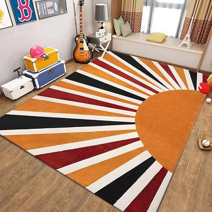 5x8ft Boho Area Rug,3D Printing Rainbow Sun Area Rug,Modern Simple Home Decoration Rug for Kids Girls Boys Bedroom, Living Room, Classroom, Office Non-Slip Washable