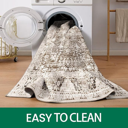 LUMI 8x10 Washable Area Rug for Living Room, Ultra Soft Traditional Vintage Rugs Non Slip with Rubber Backing, Low Profile, High Traffic, Stain Resistant Carpets, Ideal for Bedroom, Dining Room