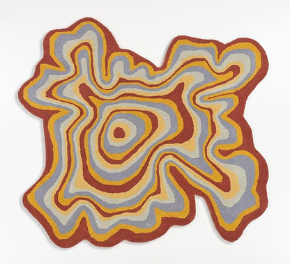 Irregular Shaped Handmade Wool Area Rug | Modern Colourful Stripe Premium Carpet | Perfect for Living Room, Bedroom, Dining Room & Home Decor (Desert, 5x5 ft)