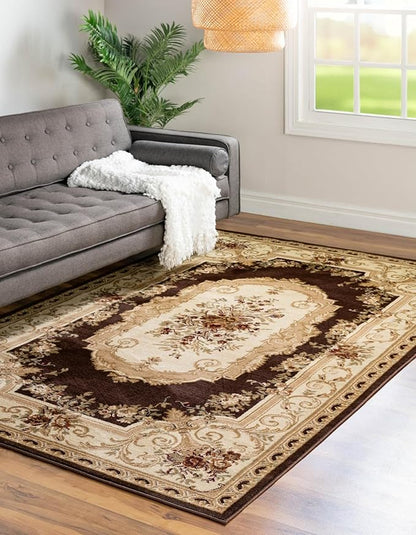 Rugs.com Chateau Collection Rug – 10' x 13' Brown Medium Rug Perfect for Living Rooms, Large Dining Rooms, Open Floorplans