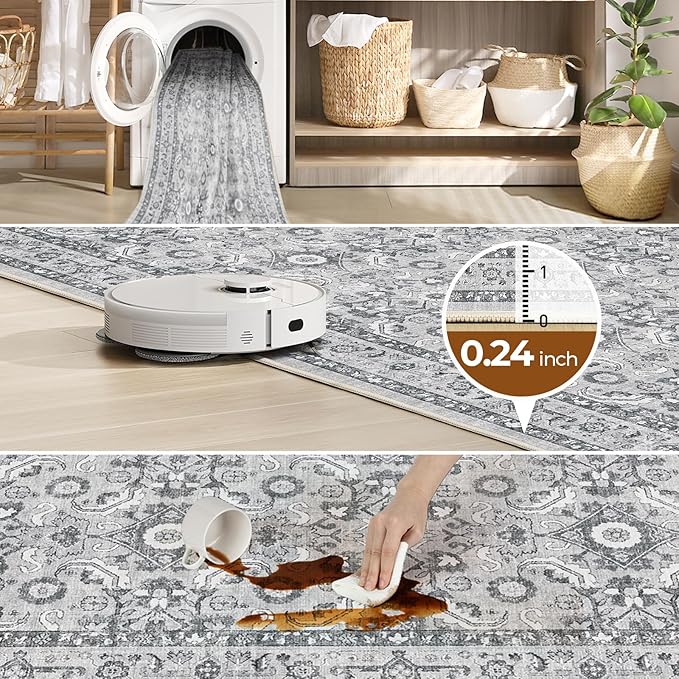 WITSHOCK Living Room Area Rugs 5x7: Soft Non-Slip Backing Washable Rugs Vintage Large Carpet for Bedroom Office Dining Room Kitchen Stain Resistant Home Decor Rug