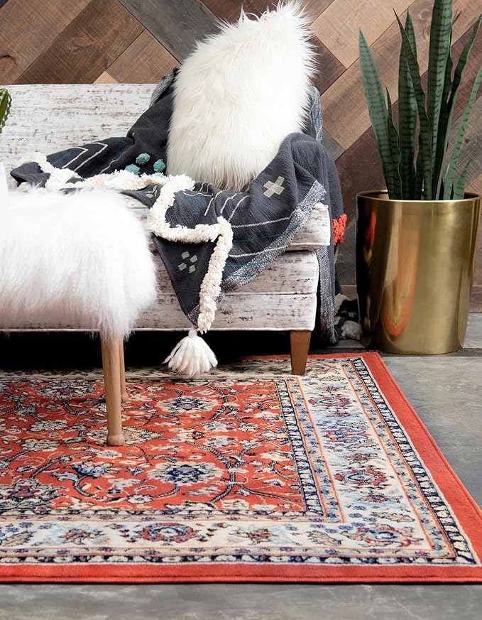 Rugs.com Yasmin Collection Rug – 2' x 3' Terracotta Medium Rug Perfect for Entryways, Kitchens, Breakfast Nooks, Accent Pieces