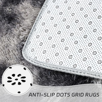 duduta Grey Plush Rugs for Bedroom 4x6 ft, Gray Fluffy Carpet for Living Room, Shag Rug for Kids Room Dorm Nursery Playroom