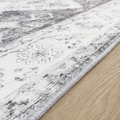 Paco Home Oriental Area Rug with Faded Vintage Look in Grey, Size: 6'7" x 9'2"