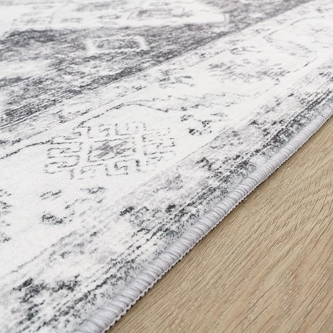 Paco Home Oriental Area Rug with Faded Vintage Look in Grey, Size: 7'10" x 11'2"