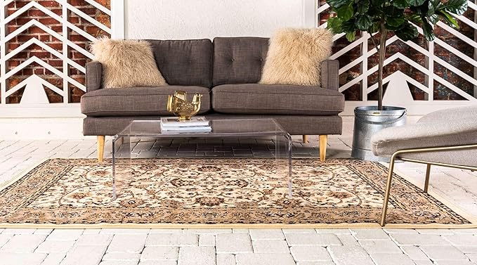 Unique Loom Sialk Hill Collection Area Rug - Washington (9' x 12' Rectangle Ivory/Black)