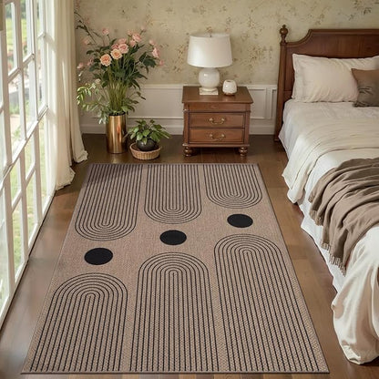 Tangsoo Modern Easy Jute 3x5 Outdoor Rug for Living Room,Washable Indoor Rugs Farmhouse Non-Slip Thin Indoor Door Mat,Contemporary Throw Carpet Front Porch Bedroom Patio Entryway Balcony