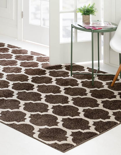 Rugs.com Lattice Collection Rug – 7' x 10' Chocolate Brown Medium Rug Perfect for Bedrooms, Dining Rooms, Living Rooms