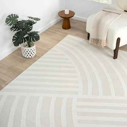 Abani Zen 5' x 8' Cream Rug – Neutral Modern Linear Pattern, Soft Area Rug for Living Room & Bedroom, Durable & Easy to Clean