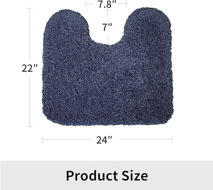 Toilet Rug 22x24 Navy Non Slip Fluffy Toilet Floor Mat U Shaped Washable Bathroom Contour Rug for Toilet Absorbent Thick Toilet Carpet